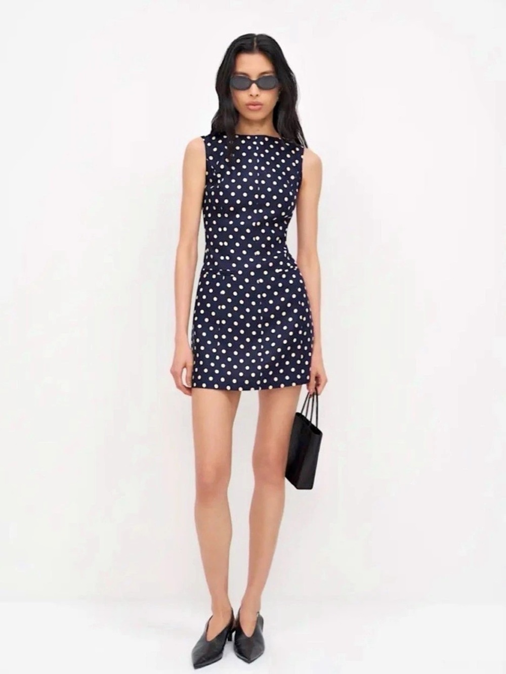 Reformation Citron Polka Dot Mini Linen Dress